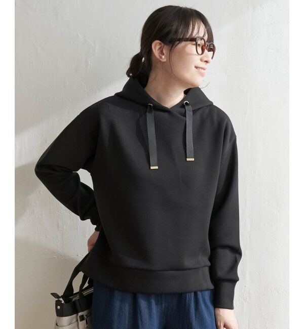 ikka「ダンボールニットフードＰＫ」|パーカー|ブラック