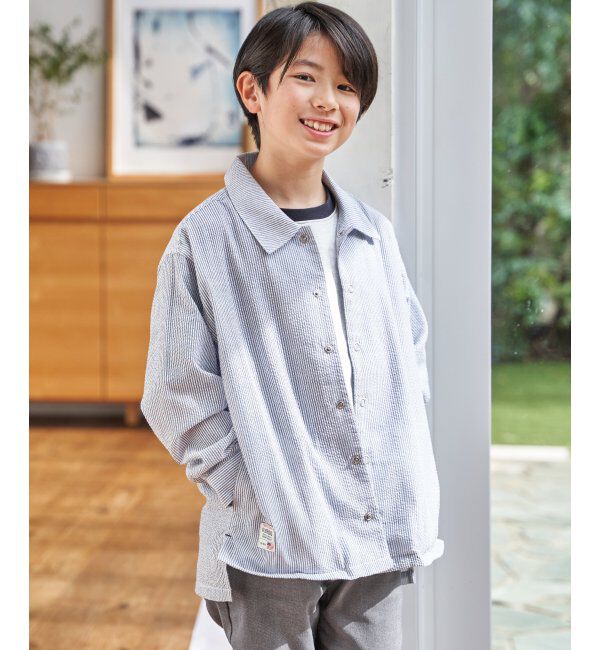 ikka kids「【親子コーデ】サッカースナップシャウター（110~160cm）」|シャツ・ブラウス|