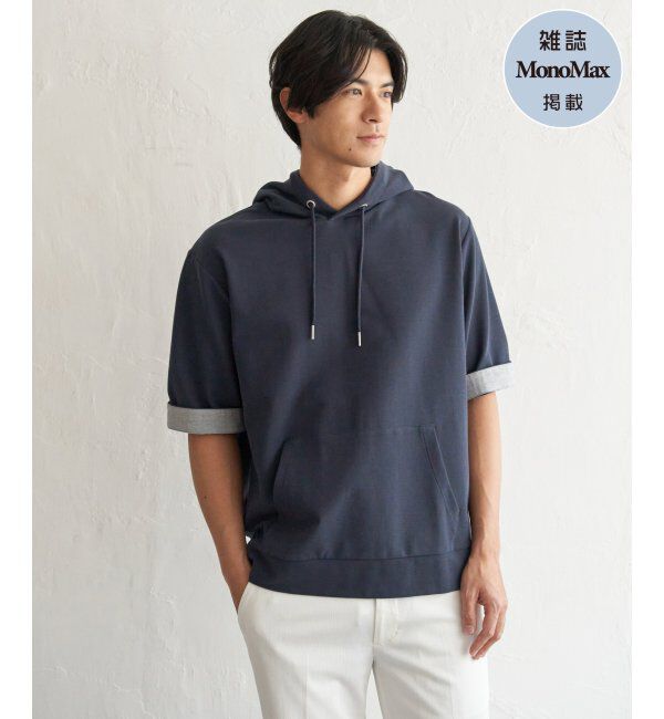 ikka「【雑誌MonoMax4月号掲載】GOKU楽冷感2WAYパーカ「小泉孝太郎さん着用モデル」」|Tシャツ・カットソー|ネイビーブルー