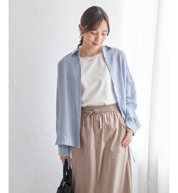 ikka「サテン／ドビーサイドリボンシャツ」|シャツ・ブラウス|