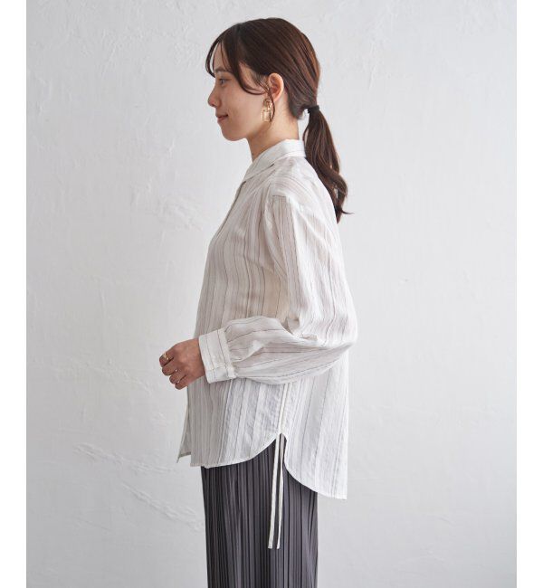 ikka「サテン／ドビーサイドリボンシャツ」|シャツ・ブラウス|