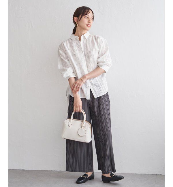 ikka「サテン／ドビーサイドリボンシャツ」|シャツ・ブラウス|