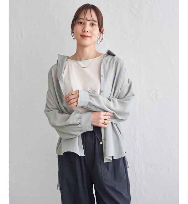 ikka「サテン／ドビーサイドリボンシャツ」|シャツ・ブラウス|