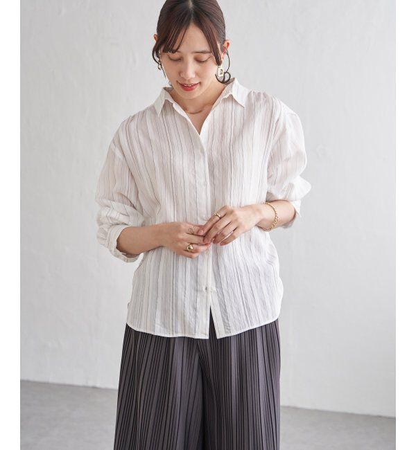 ikka「サテン／ドビーサイドリボンシャツ」|シャツ・ブラウス|