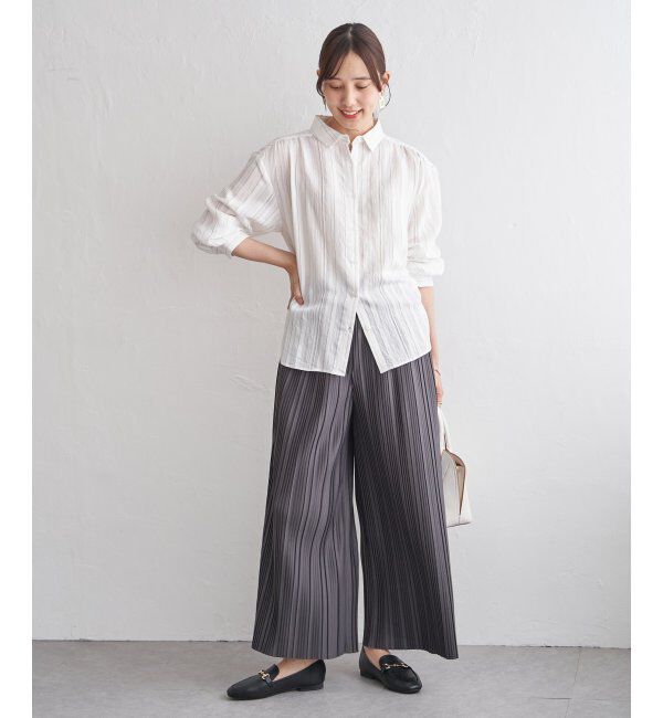 ikka「サテン／ドビーサイドリボンシャツ」|シャツ・ブラウス|