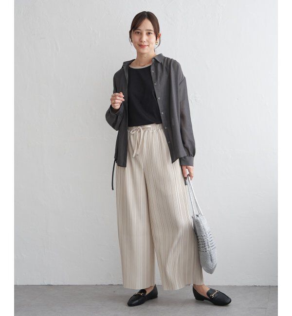 ikka「サテン／ドビーサイドリボンシャツ」|シャツ・ブラウス|