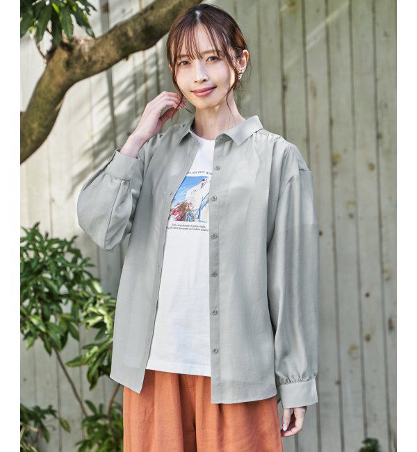 ikka「サテン／ドビーサイドリボンシャツ」|シャツ・ブラウス|