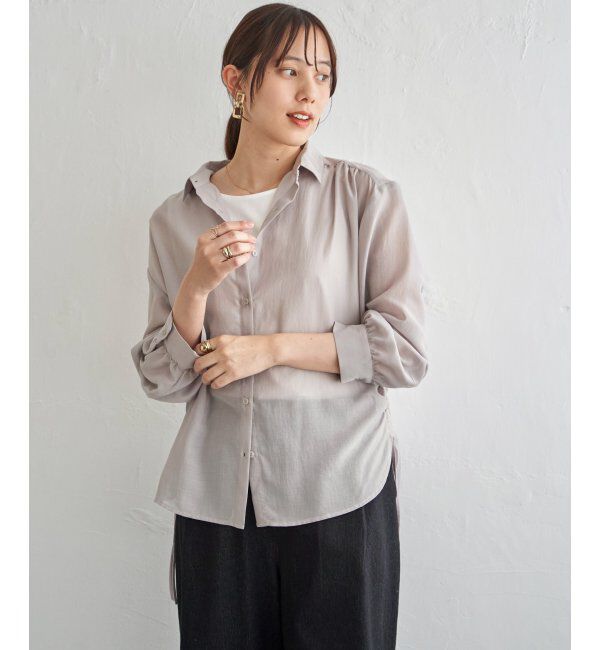 ikka「サテン／ドビーサイドリボンシャツ」|シャツ・ブラウス|