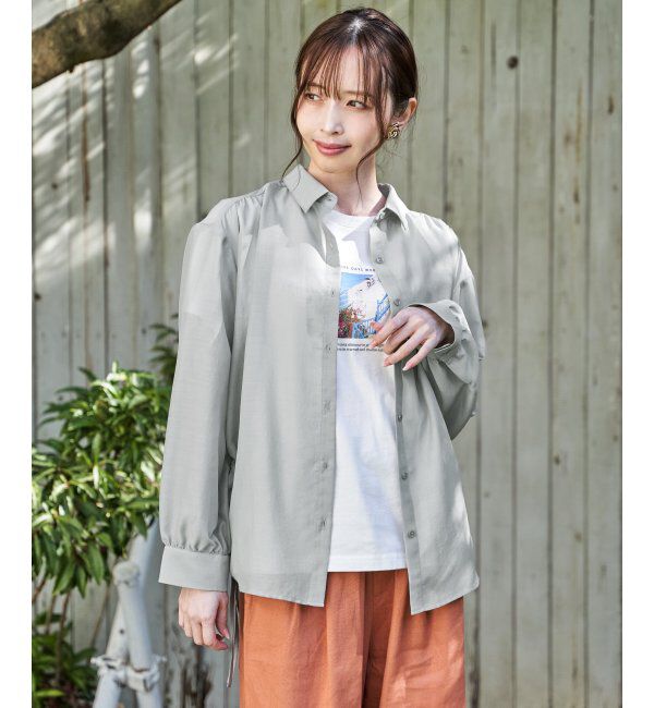 ikka「サテン／ドビーサイドリボンシャツ」|シャツ・ブラウス|