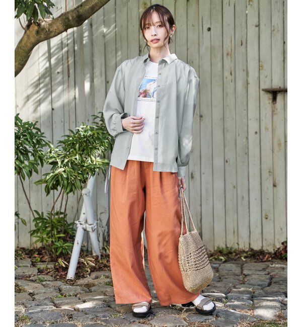 ikka「サテン／ドビーサイドリボンシャツ」|シャツ・ブラウス|