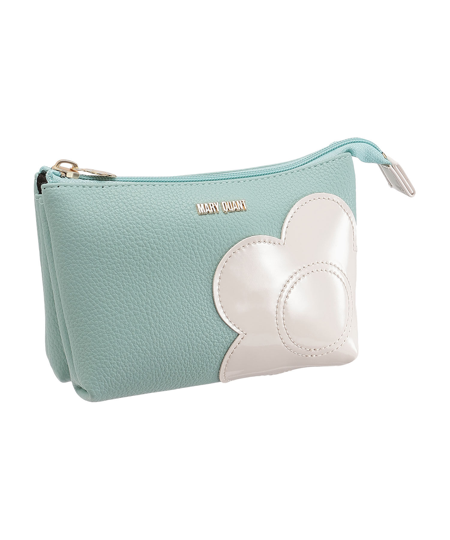 MARY QUANT「シュリンクデイジーパッチ 3ポケットポーチ」|ポーチ|ライトブルー