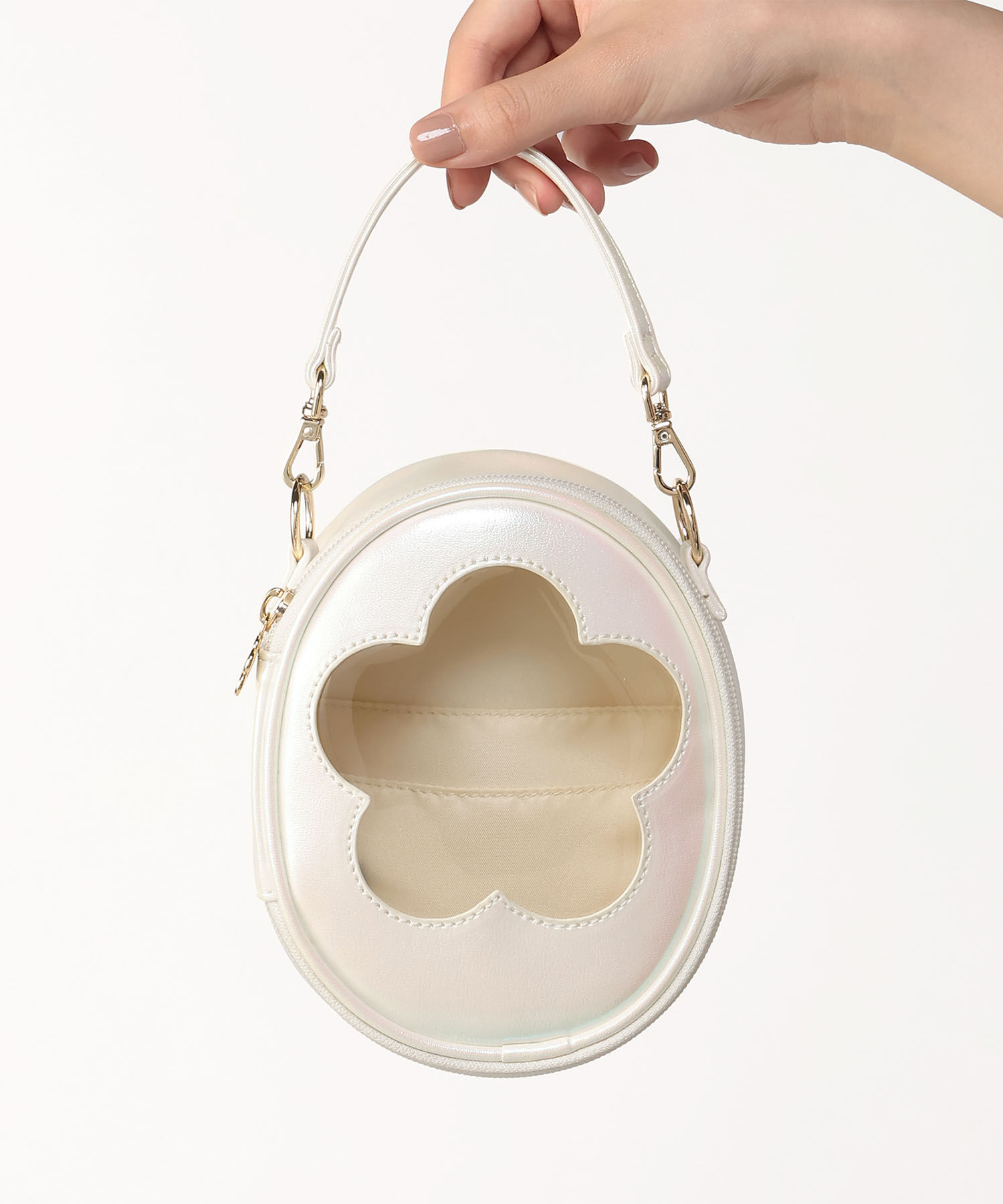 MARY QUANT「デイジークリアフレーム フェイバリットポーチ」|ポーチ|オーロラホワイト