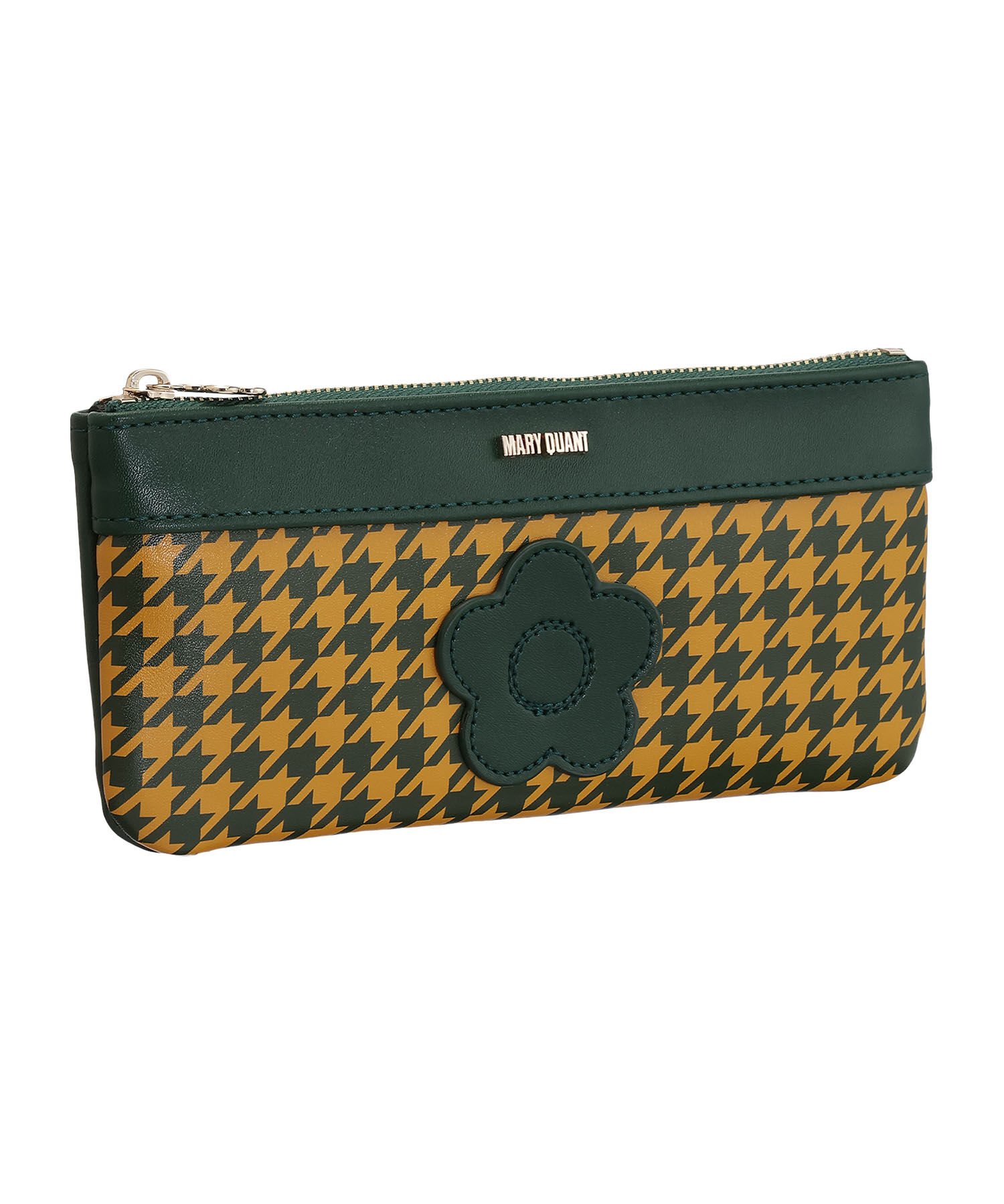 MARY QUANT「千鳥デイジーパッチ フラットペンケース」|ポーチ|グリーン