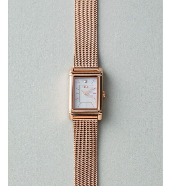 ete「ソーラーウォッチ スクエア メッシュベルト」|腕時計|ピンクゴールド