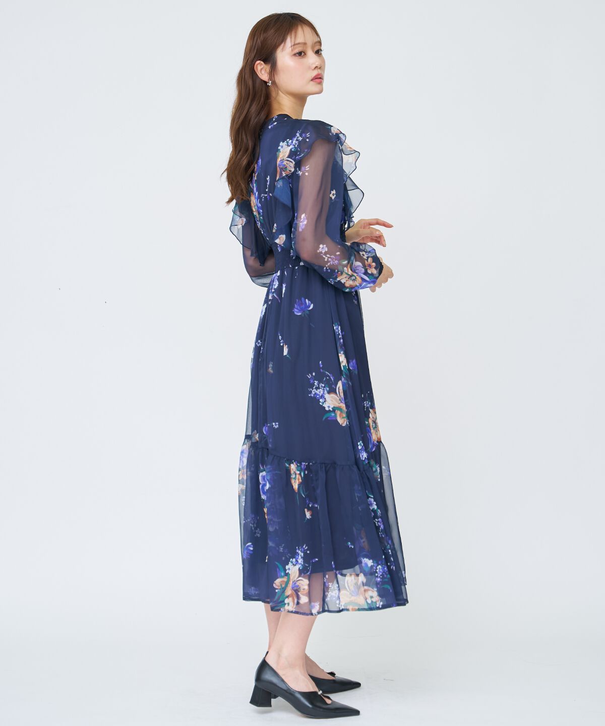 アンドクチュール「フラワープリントタックワンピース」|ワンピース|