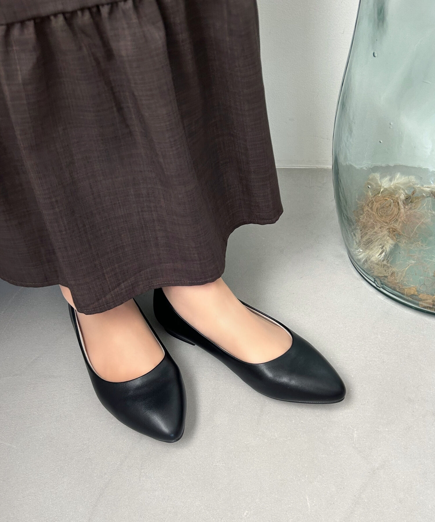 ORiental TRaffic「【WEB限定 / 累計16万足突破】ポインテッドトゥ フラット パンプス /R-4007 通勤靴 厚手クッション」|パンプス|