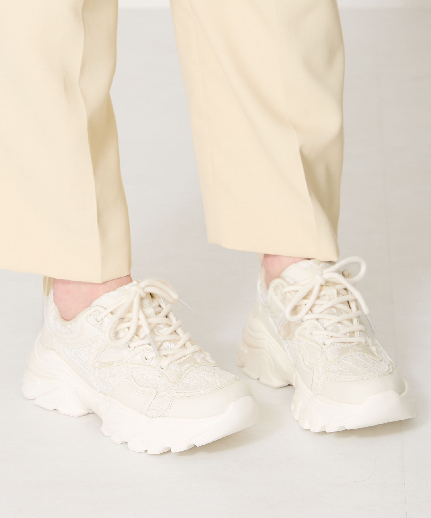 ORiental TRaffic「レース&times;ジャガード厚底スニーカー/OT3755」|スニーカー|