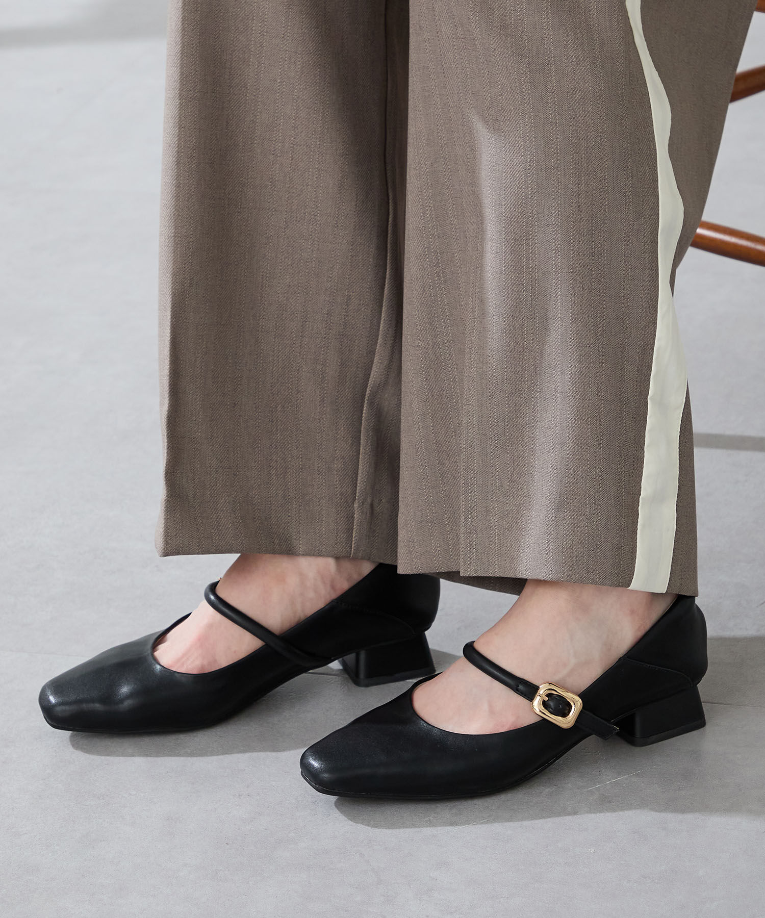 WA Oriental TRaffic「スクエアトゥストラップバブーシュ/52303」|パンプス|BLACK