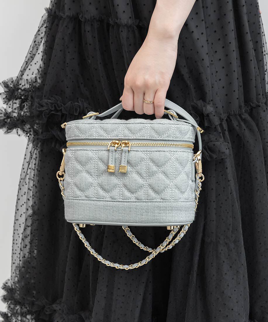  「キルティング2WAYバニティバッグ」|ショルダー・メッセンジャー|ライトブルー