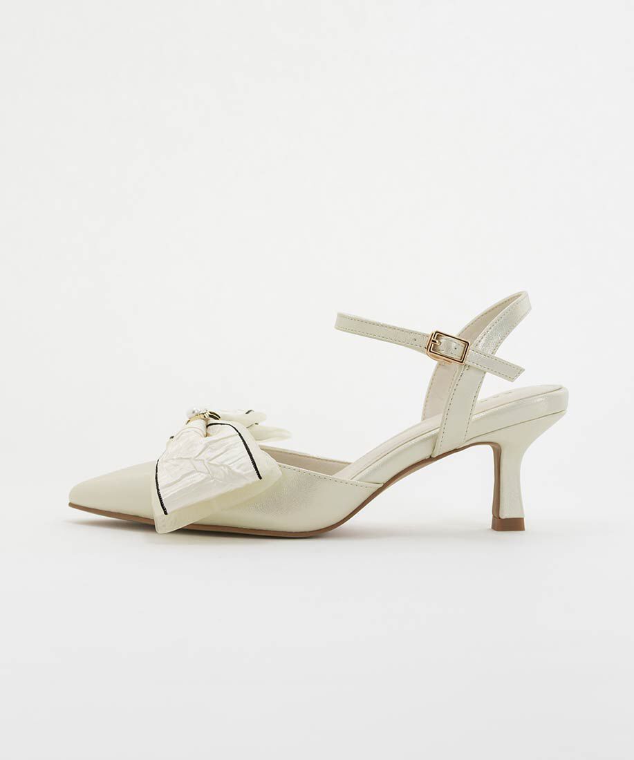  「2WAY 配色リボンアンクルストラップパンプス」|パンプス|