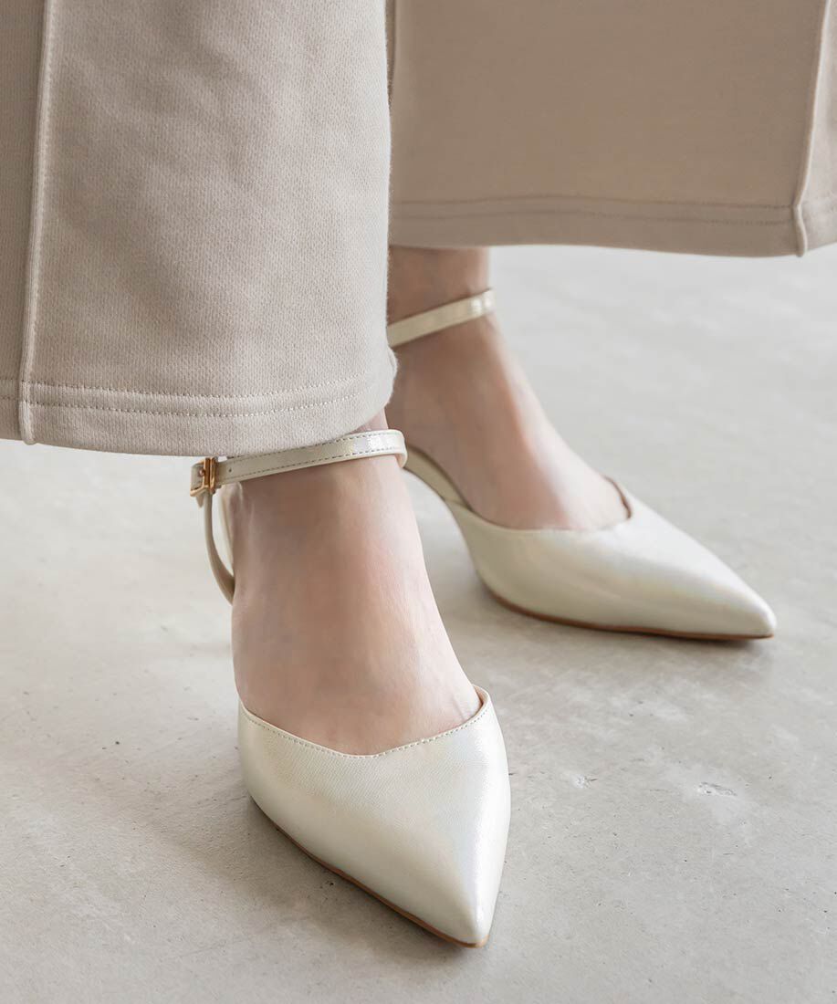  「2WAY 配色リボンアンクルストラップパンプス」|パンプス|