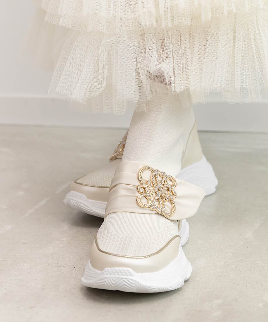  「【SUSTAINABLE】ビジューモノグラムパーツソックススニーカー」|スニーカー|