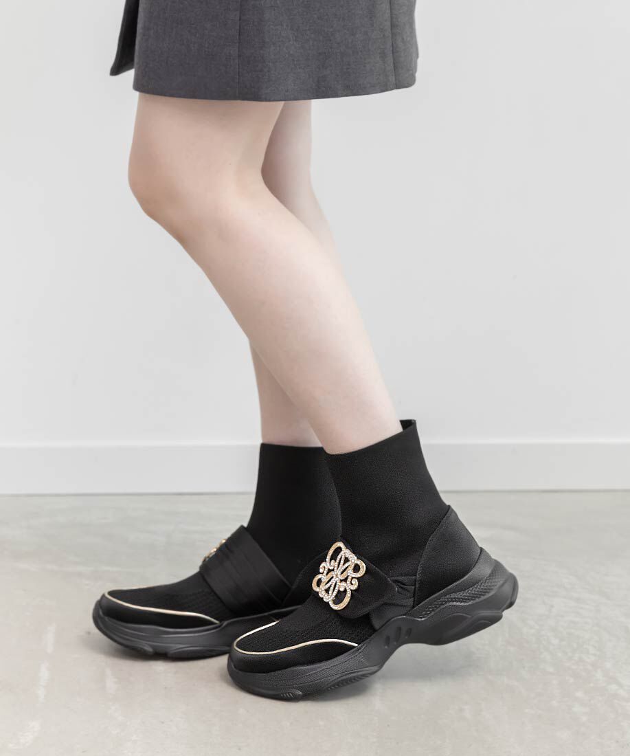  「【SUSTAINABLE】ビジューモノグラムパーツソックススニーカー」|スニーカー|