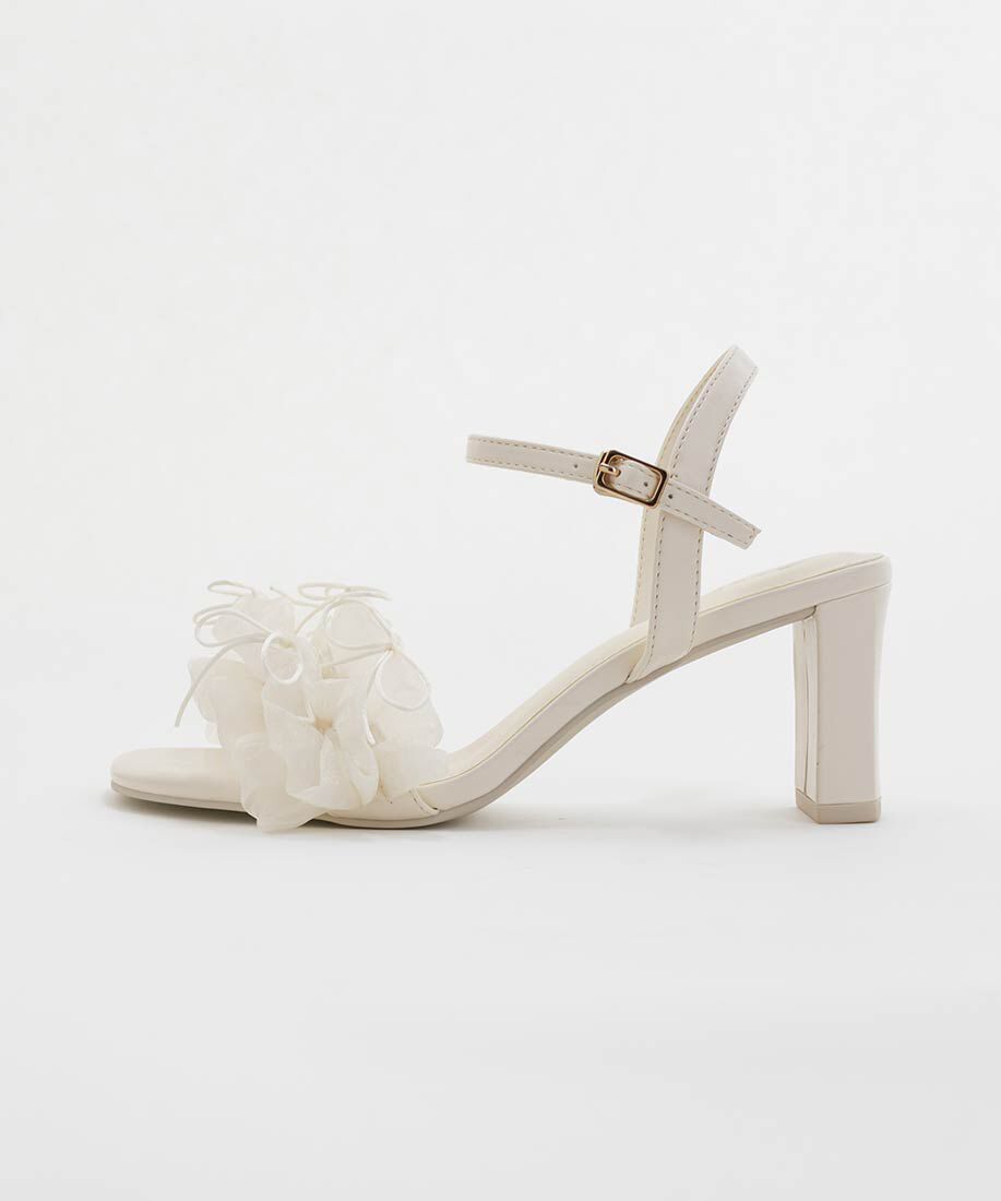  「ミニリボンフリルヒールサンダル」|サンダル|