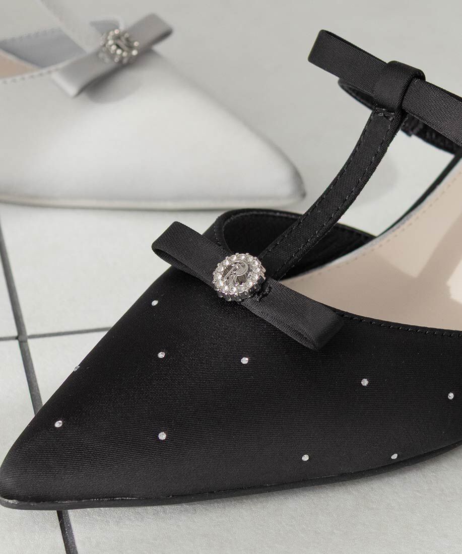  「ビジューリボンTストラップミュールパンプス」|パンプス|