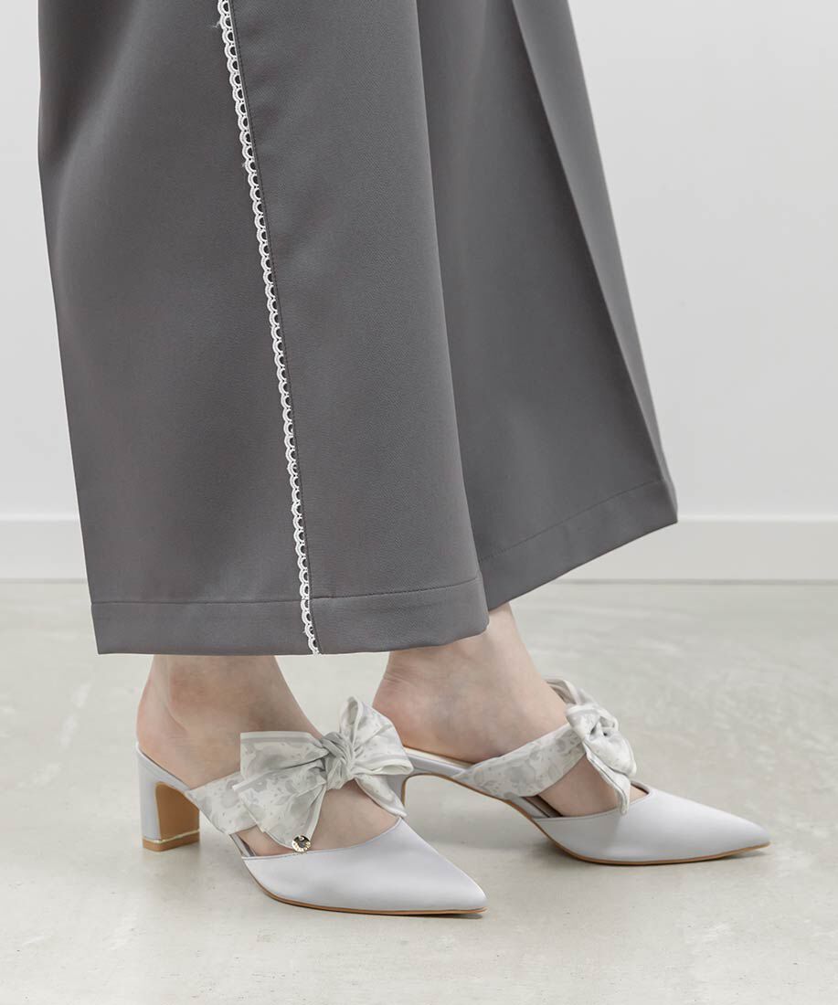  「スカーフリボンミュールパンプス」|パンプス|ブルー