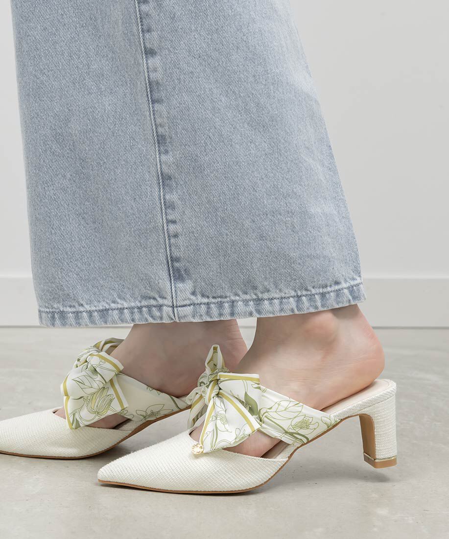  「スカーフリボンミュールパンプス」|パンプス|