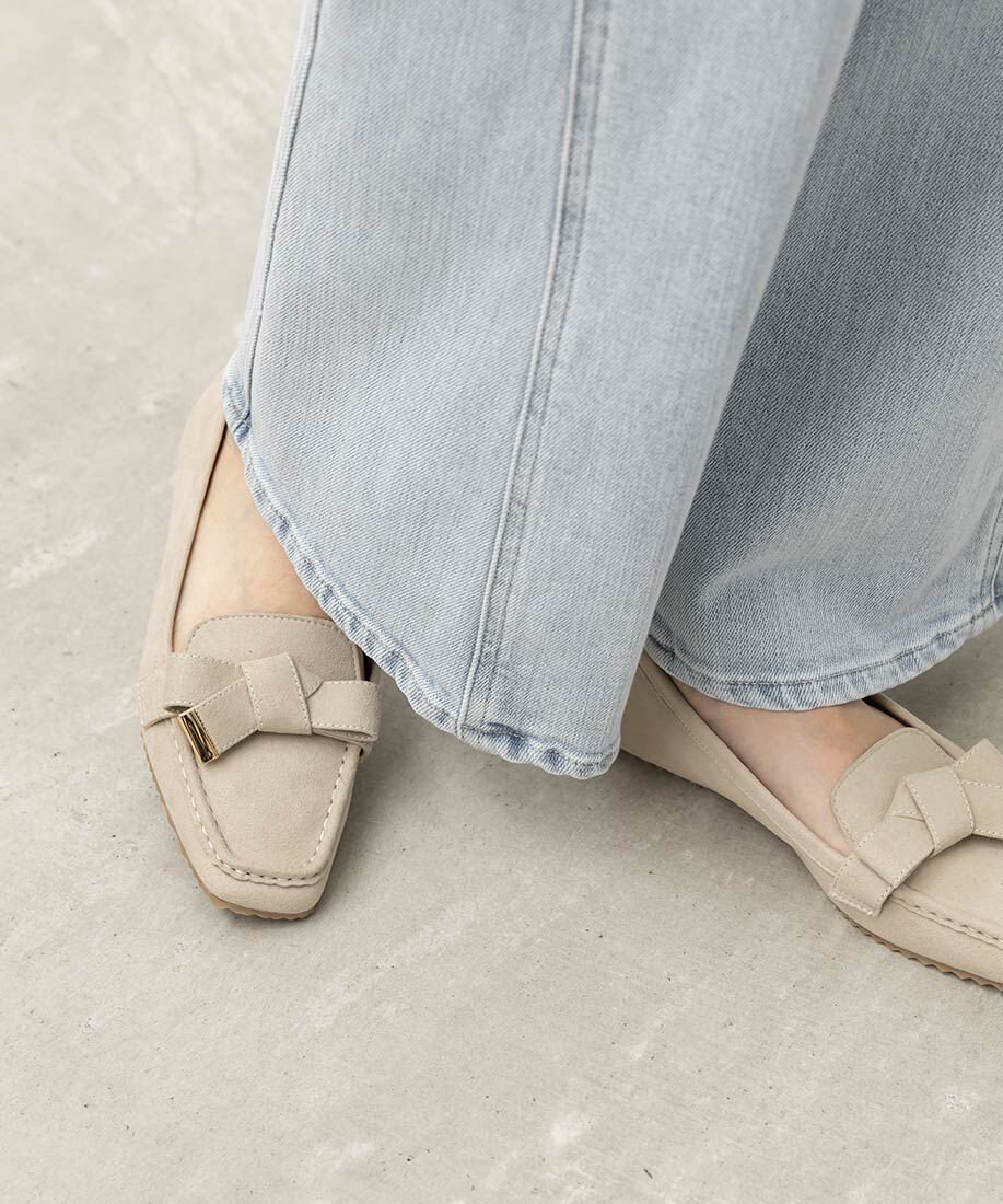  「スクエアトゥリボンモカシンシューズ」|ローファー|