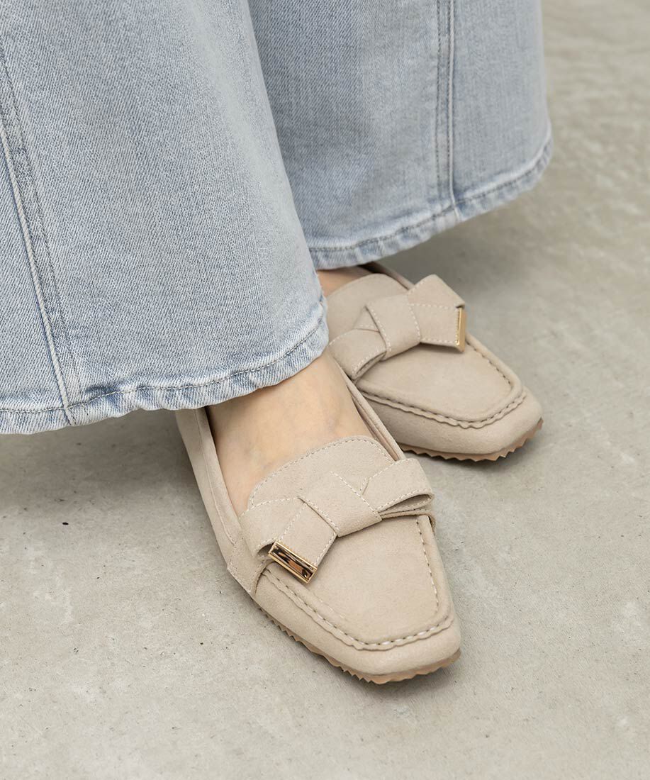  「スクエアトゥリボンモカシンシューズ」|ローファー|