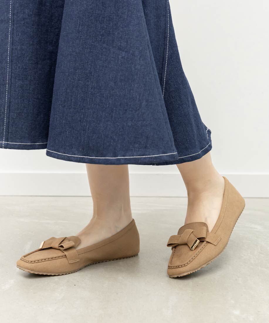  「スクエアトゥリボンモカシンシューズ」|ローファー|