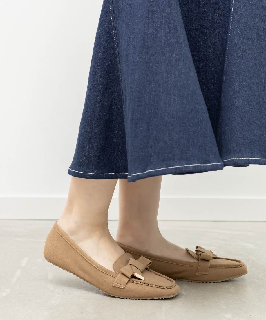  「スクエアトゥリボンモカシンシューズ」|ローファー|