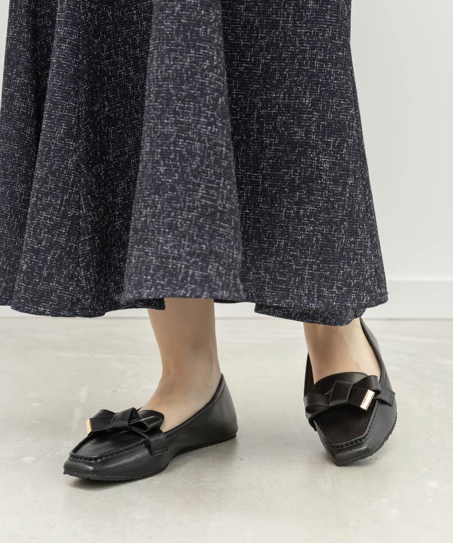  「スクエアトゥリボンモカシンシューズ」|ローファー|