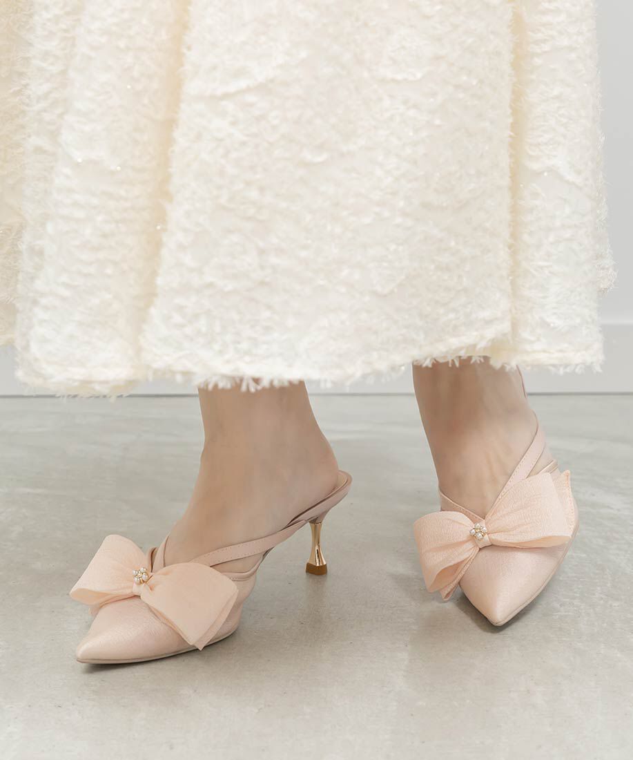  「シアーリボンミュールパンプス」|パンプス|