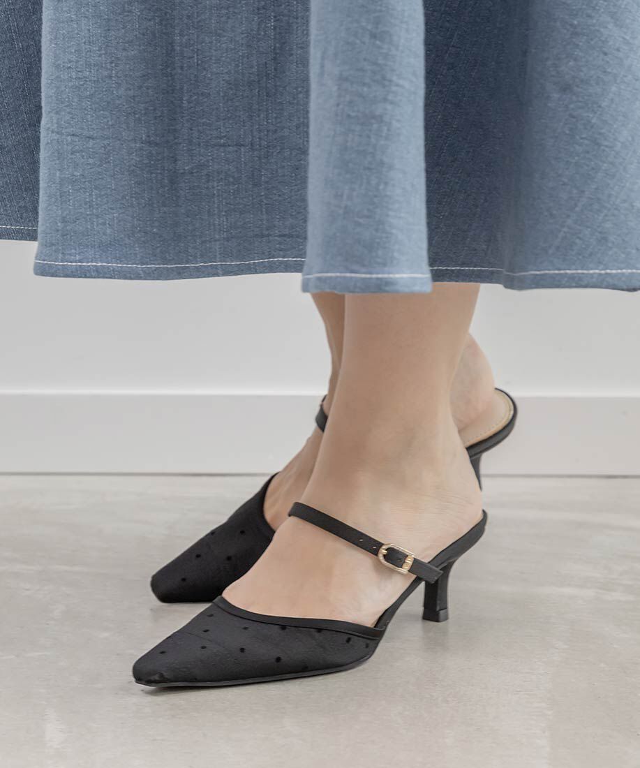  「ビジューバックルシアーミュールパンプス」|パンプス|