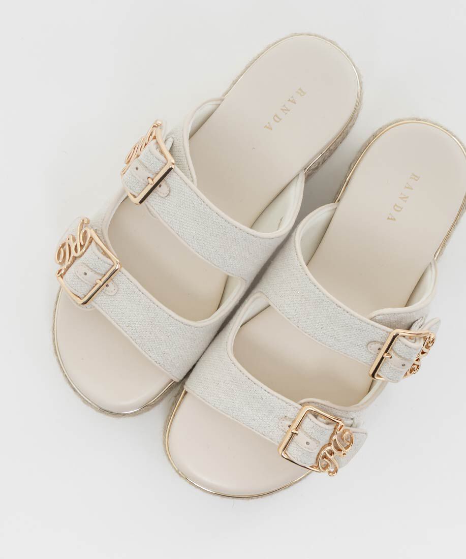  「モノグラムバックルダブルベルトサンダル」|サンダル|