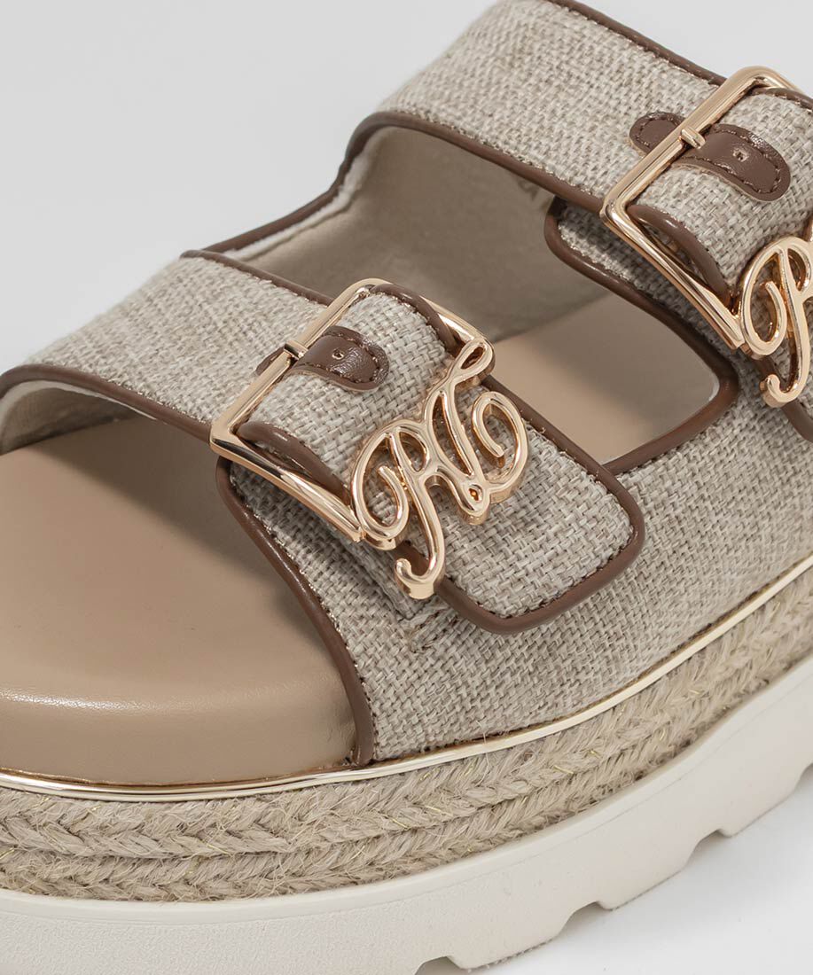  「モノグラムバックルダブルベルトサンダル」|サンダル|