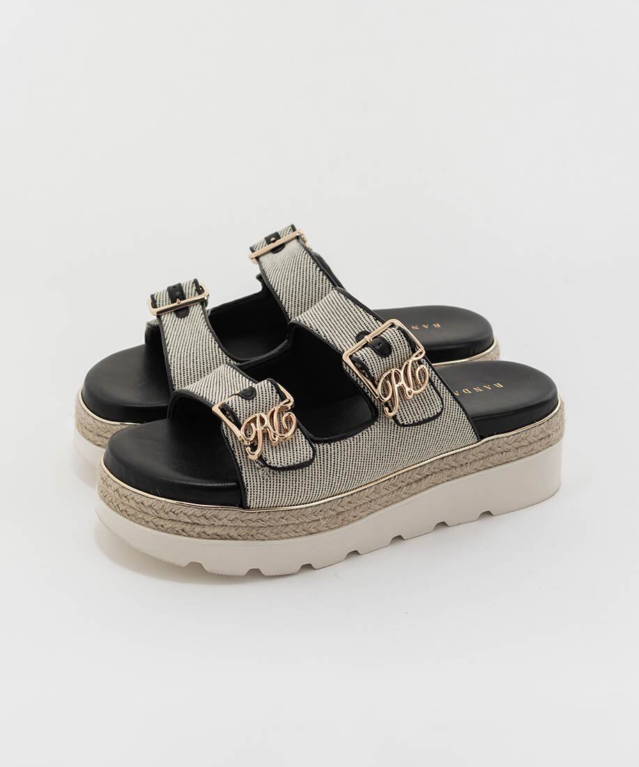  「モノグラムバックルダブルベルトサンダル」|サンダル|