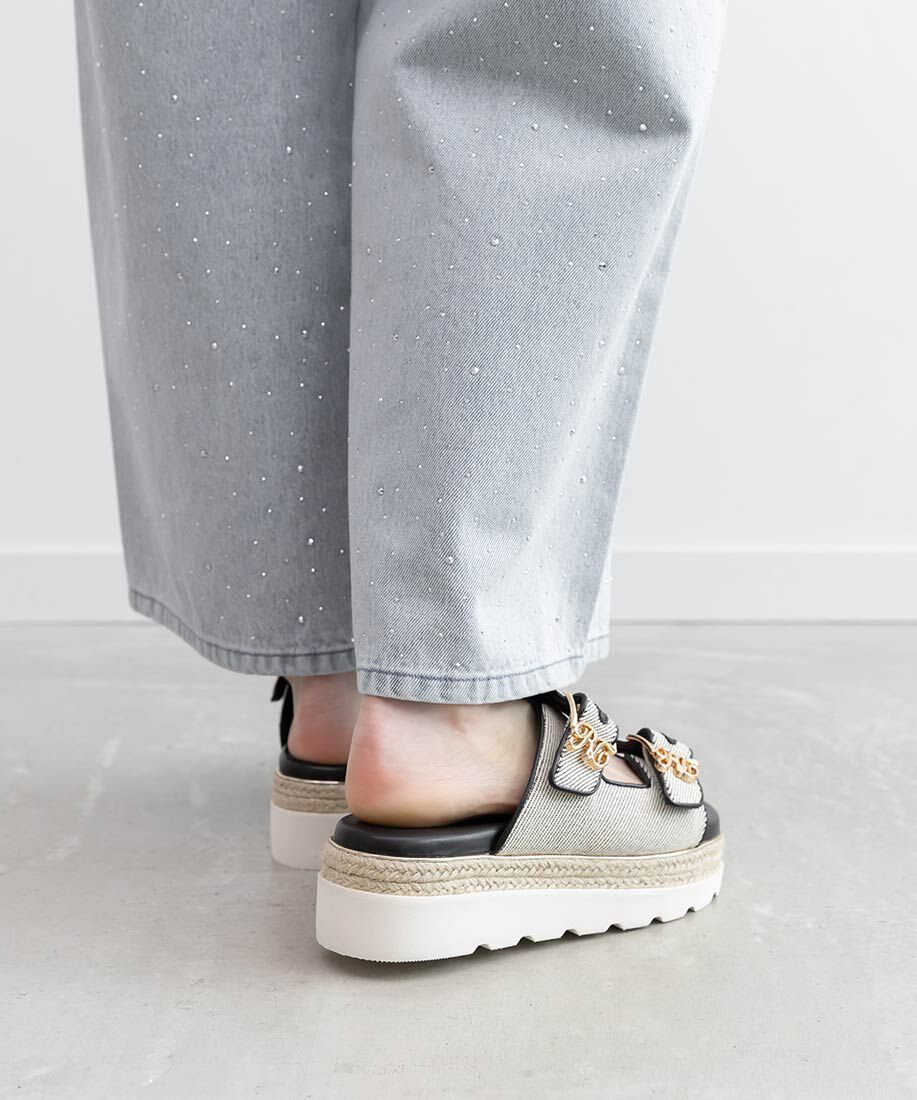  「モノグラムバックルダブルベルトサンダル」|サンダル|