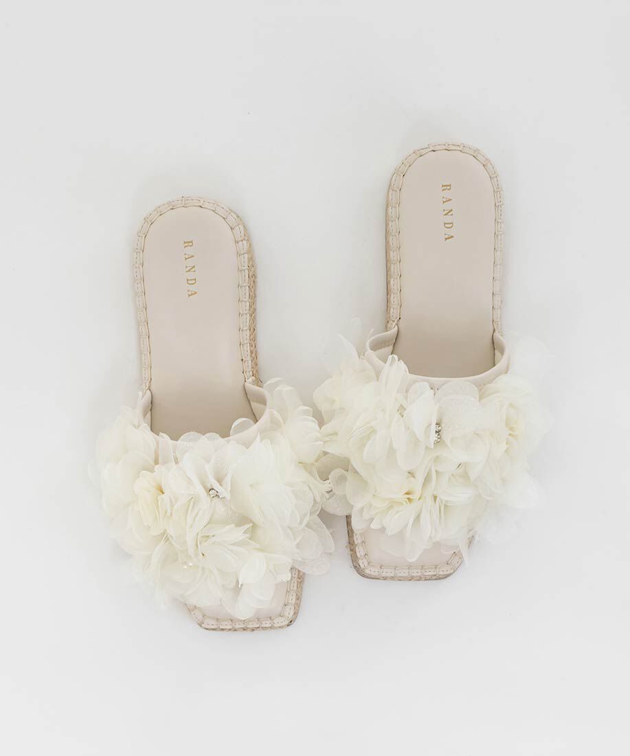  「エアリーフラワーミュールサンダル」|パンプス|