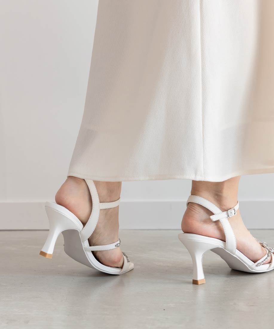  「ビジューリボンストラップサンダル」|サンダル|