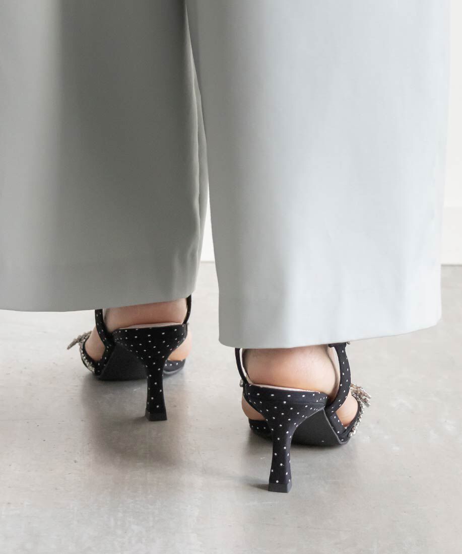  「ビジューリボンストラップサンダル」|サンダル|