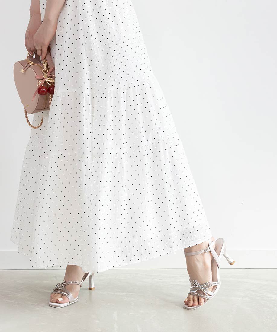  「ビジューリボンストラップサンダル」|サンダル|