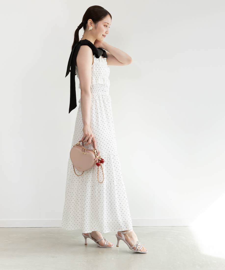  「ビジューリボンストラップサンダル」|サンダル|