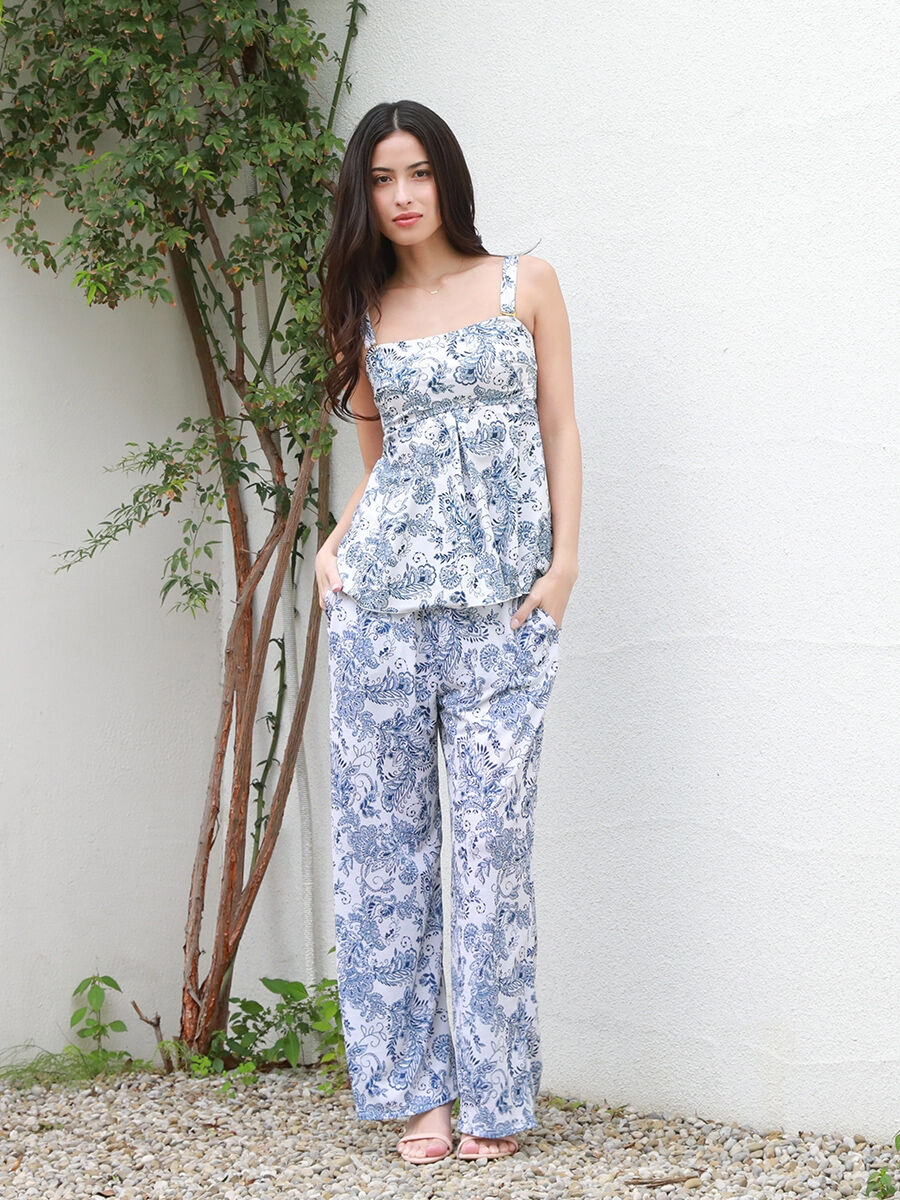 Riberce「【新作リゾートウェア】ソフトエスニック柄ロングパンツ」|ショーツ|