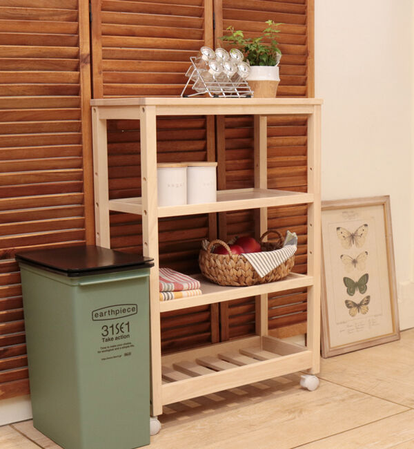 B-COMPANY「隙間収納　SOUPスリムワゴン4段」|食器・キッチングッズ|