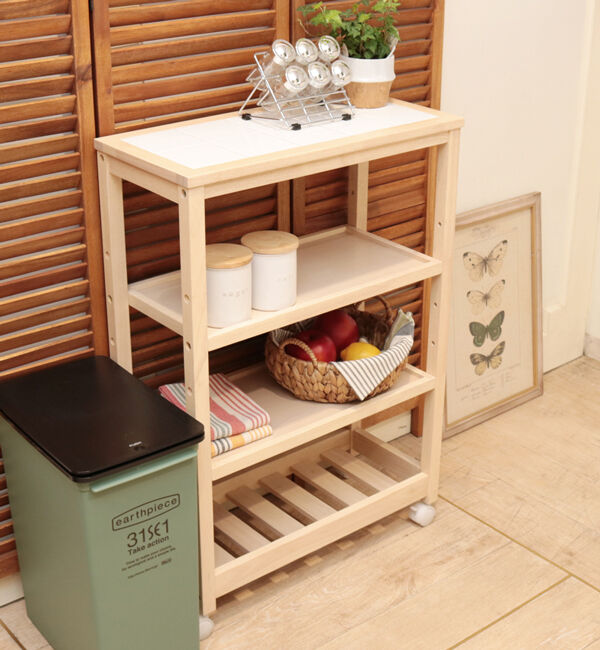 B-COMPANY「隙間収納　SOUPスリムワゴン4段」|食器・キッチングッズ|